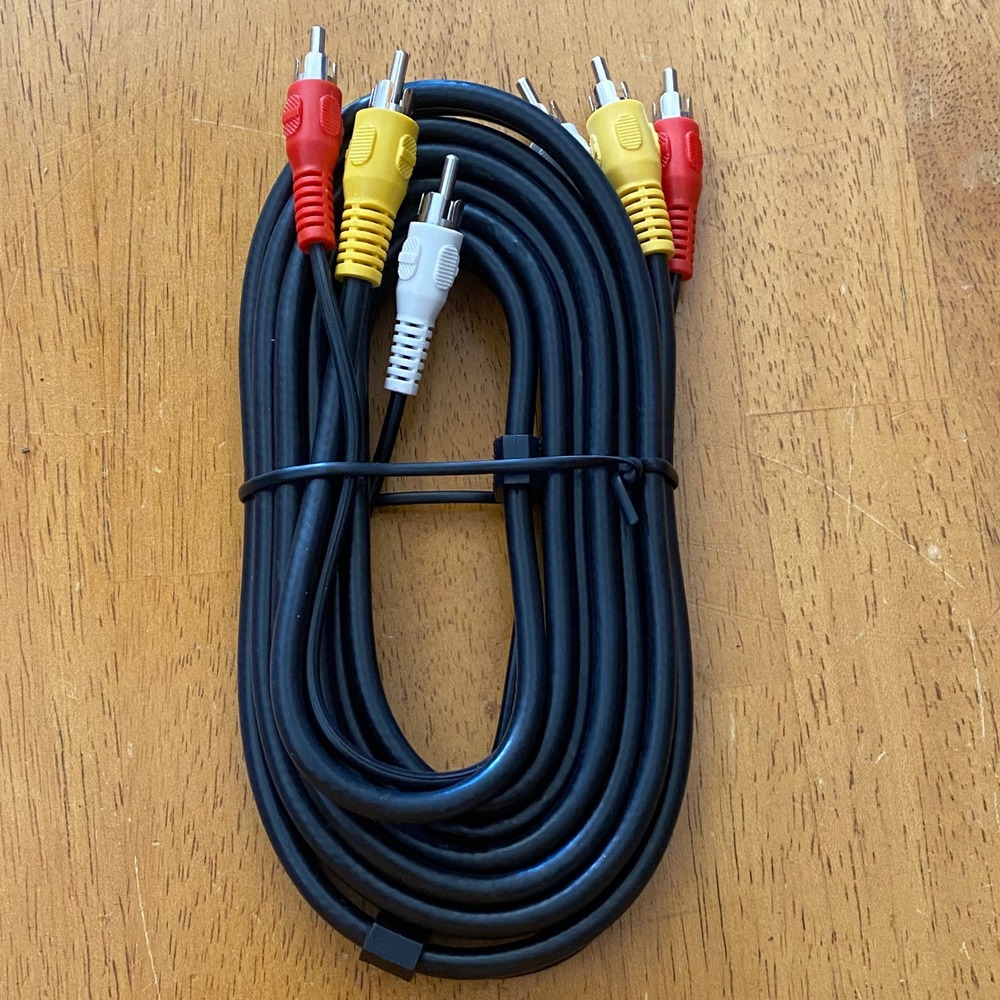 RCA Composite AV Cable 7-8ft Black Excellent 3-Plug Audio Video Cord